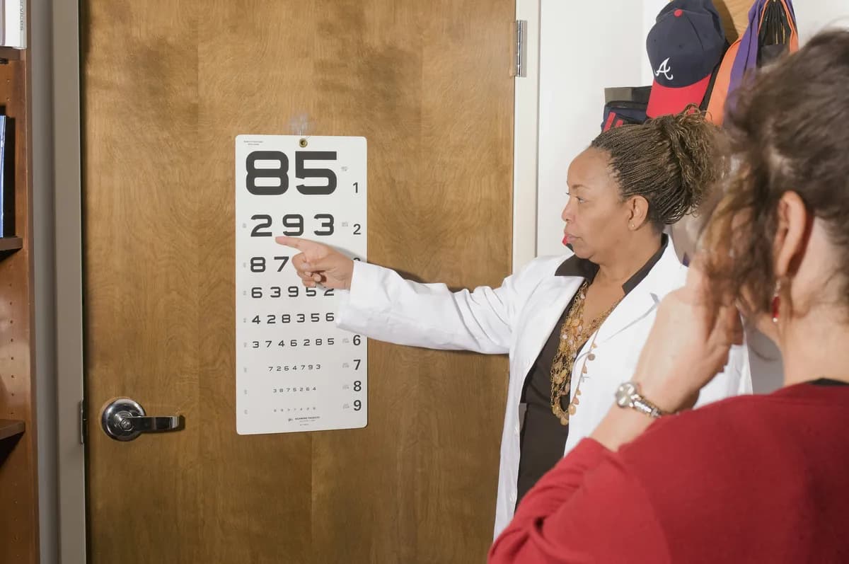 Eye doctor examining patient’s vision