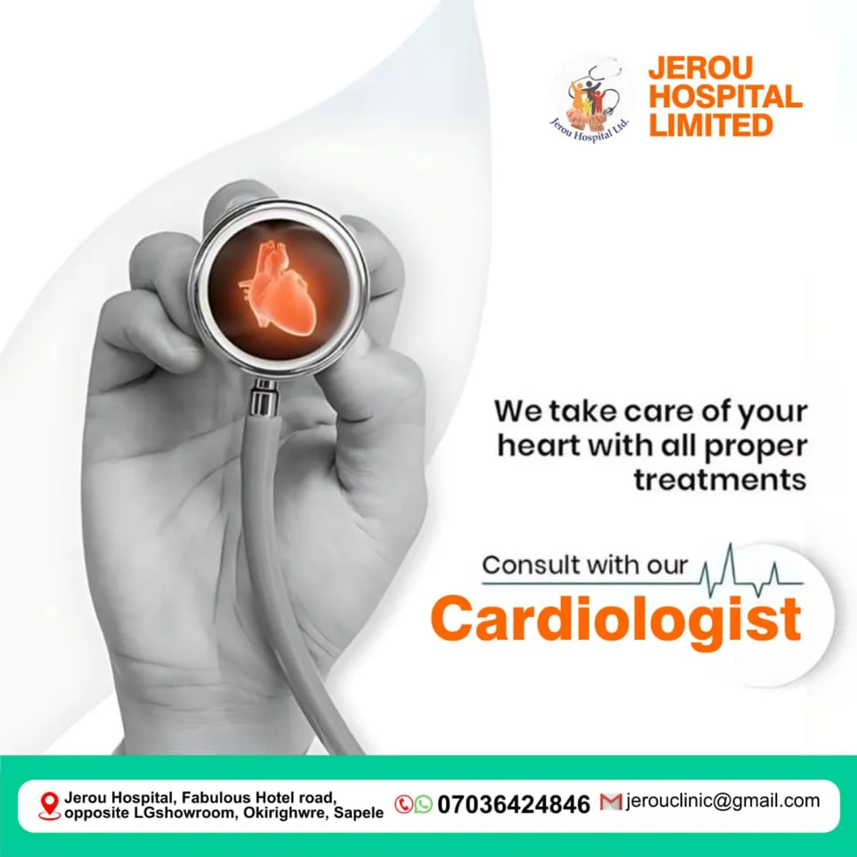 Jerou Hospital Flyer showing info on when to see a cardiologist